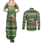 Aussie Frilled Lizard Couples Matching Summer Maxi Dress and Long Sleeve Button Shirt Merry Christmas