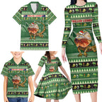 Aussie Frilled Lizard Family Matching Long Sleeve Bodycon Dress and Hawaiian Shirt Merry Christmas