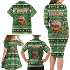 Aussie Frilled Lizard Family Matching Long Sleeve Bodycon Dress and Hawaiian Shirt Merry Christmas