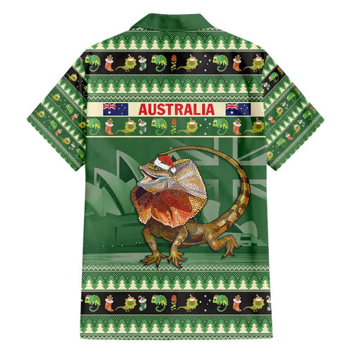 Aussie Frilled Lizard Family Matching Long Sleeve Bodycon Dress and Hawaiian Shirt Merry Christmas