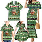 Aussie Frilled Lizard Family Matching Mermaid Dress and Hawaiian Shirt Merry Christmas