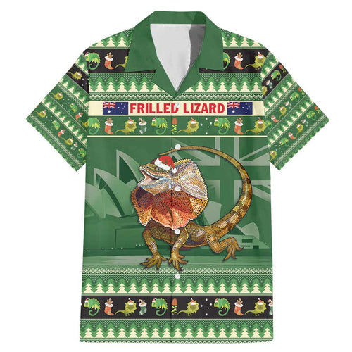 Aussie Frilled Lizard Family Matching Mermaid Dress and Hawaiian Shirt Merry Christmas
