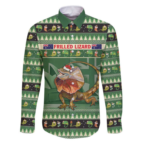 Aussie Frilled Lizard Family Matching Mermaid Dress and Hawaiian Shirt Merry Christmas