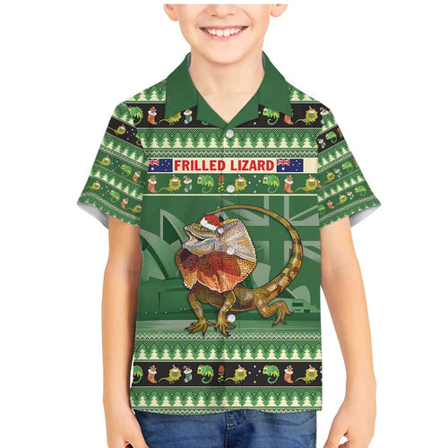 Aussie Frilled Lizard Family Matching Mermaid Dress and Hawaiian Shirt Merry Christmas