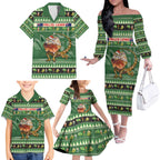 Aussie Frilled Lizard Family Matching Off The Shoulder Long Sleeve Dress and Hawaiian Shirt Merry Christmas