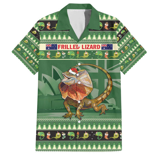 Aussie Frilled Lizard Family Matching Off The Shoulder Long Sleeve Dress and Hawaiian Shirt Merry Christmas
