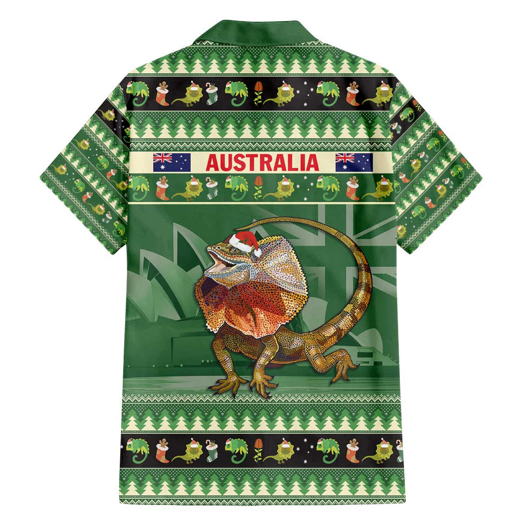 Aussie Frilled Lizard Family Matching Off The Shoulder Long Sleeve Dress and Hawaiian Shirt Merry Christmas
