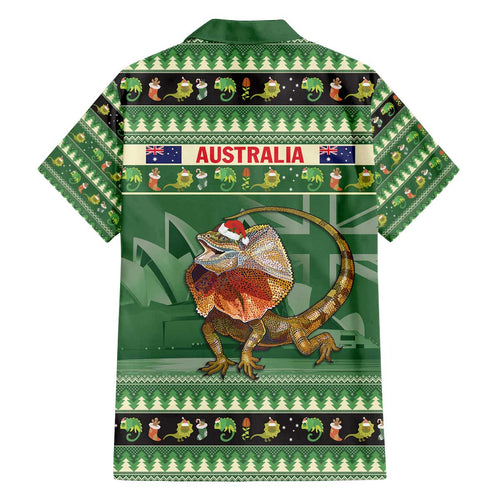Aussie Frilled Lizard Family Matching Off The Shoulder Long Sleeve Dress and Hawaiian Shirt Merry Christmas