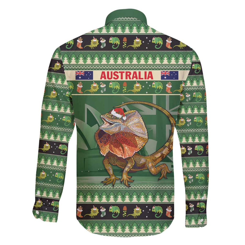 Aussie Frilled Lizard Family Matching Off The Shoulder Long Sleeve Dress and Hawaiian Shirt Merry Christmas