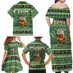 Aussie Frilled Lizard Family Matching Off Shoulder Maxi Dress and Hawaiian Shirt Merry Christmas
