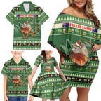 Aussie Frilled Lizard Family Matching Off Shoulder Short Dress and Hawaiian Shirt Merry Christmas