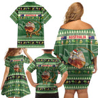Aussie Frilled Lizard Family Matching Off Shoulder Short Dress and Hawaiian Shirt Merry Christmas