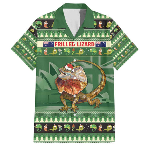 Aussie Frilled Lizard Family Matching Off Shoulder Short Dress and Hawaiian Shirt Merry Christmas