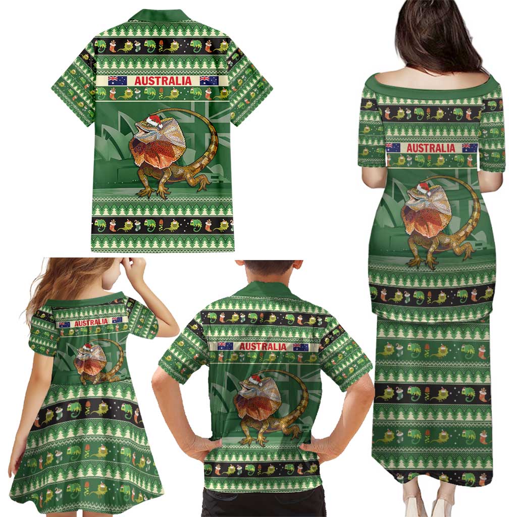 Aussie Frilled Lizard Family Matching Puletasi and Hawaiian Shirt Merry Christmas