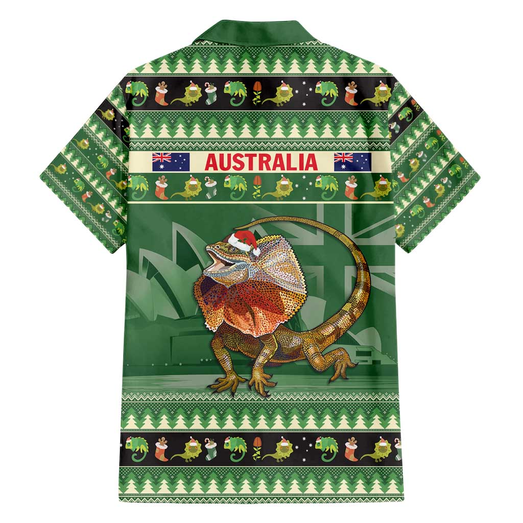 Aussie Frilled Lizard Family Matching Short Sleeve Bodycon Dress and Hawaiian Shirt Merry Christmas