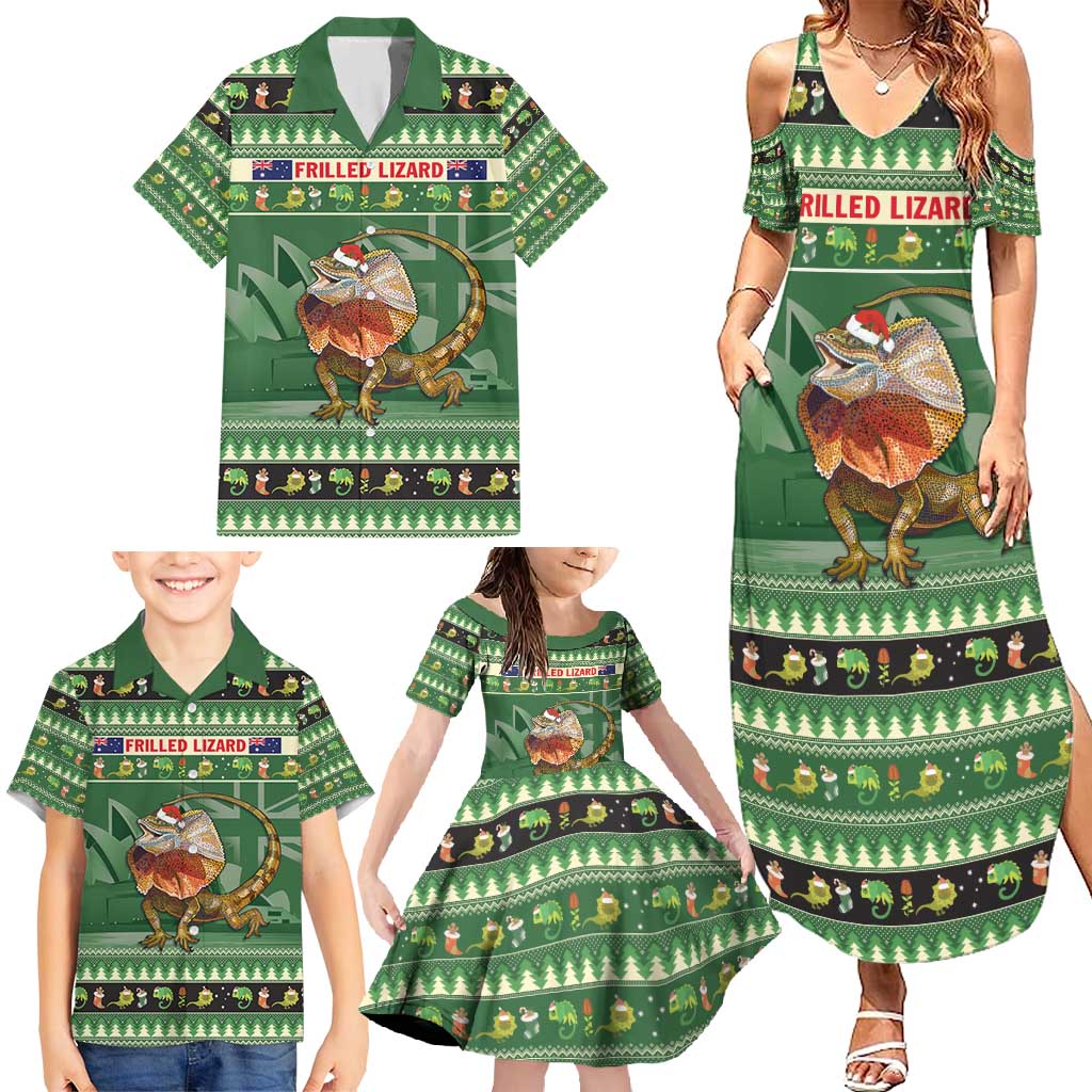 Aussie Frilled Lizard Family Matching Summer Maxi Dress and Hawaiian Shirt Merry Christmas