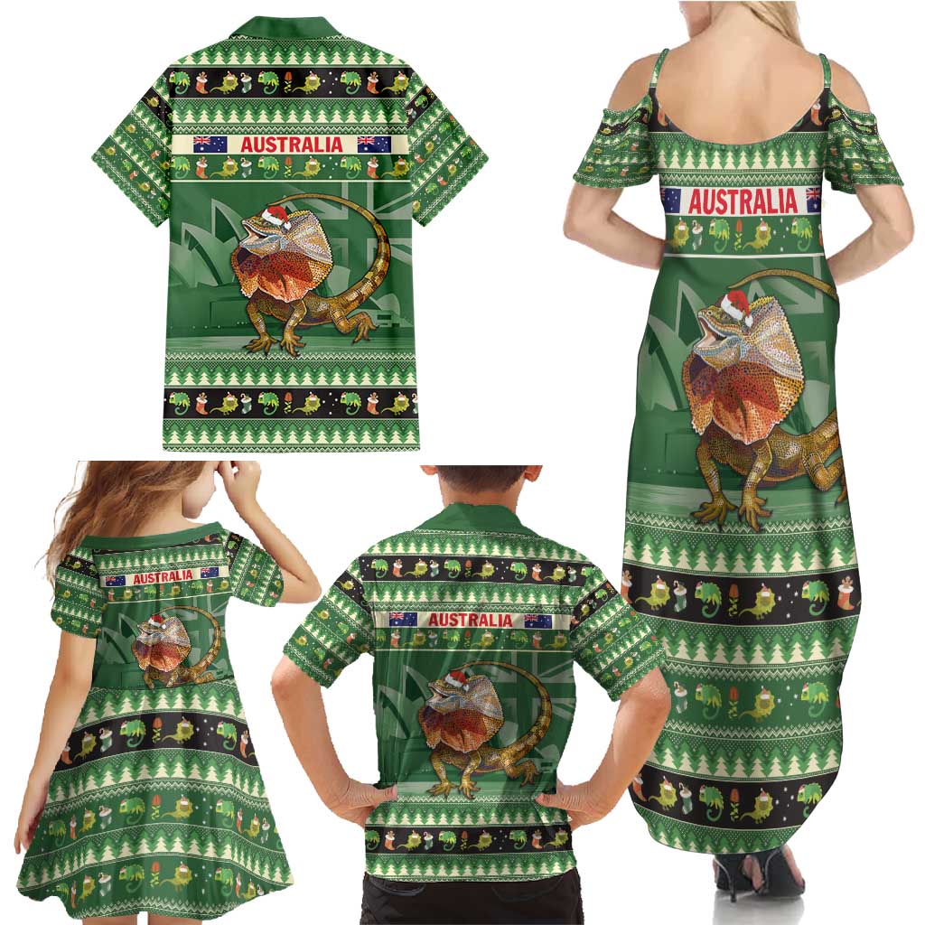 Aussie Frilled Lizard Family Matching Summer Maxi Dress and Hawaiian Shirt Merry Christmas
