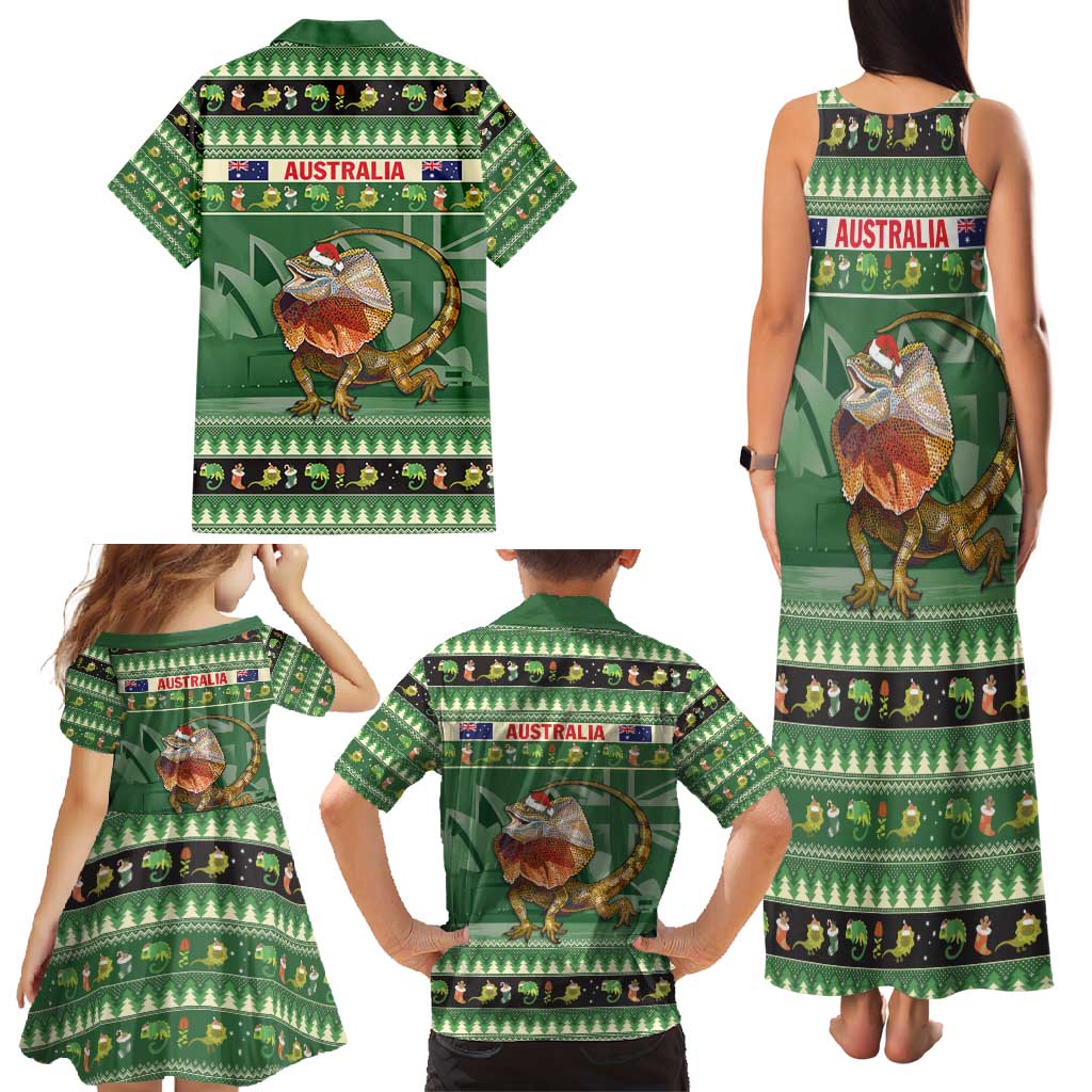 Aussie Frilled Lizard Family Matching Tank Maxi Dress and Hawaiian Shirt Merry Christmas