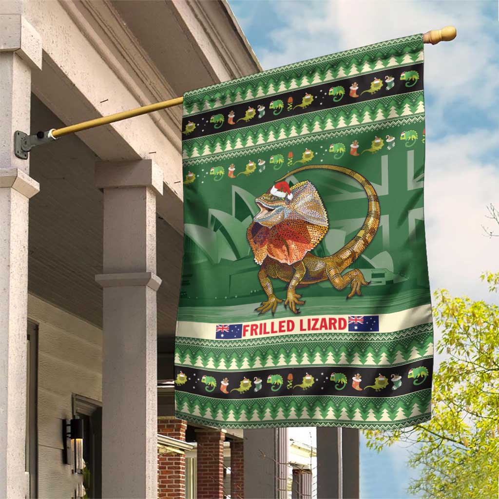 Aussie Frilled Lizard Garden Flag Merry Christmas