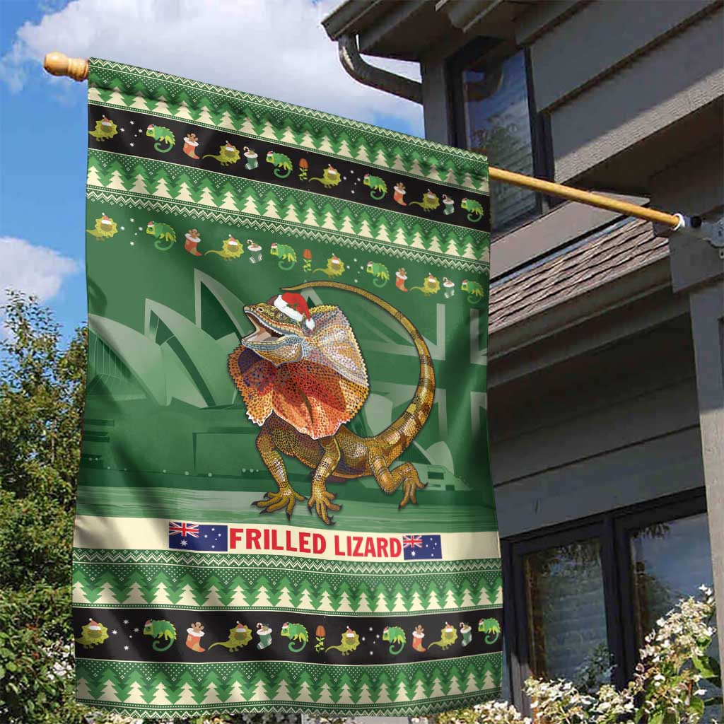 Aussie Frilled Lizard Garden Flag Merry Christmas