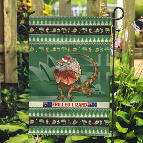 Aussie Frilled Lizard Garden Flag Merry Christmas
