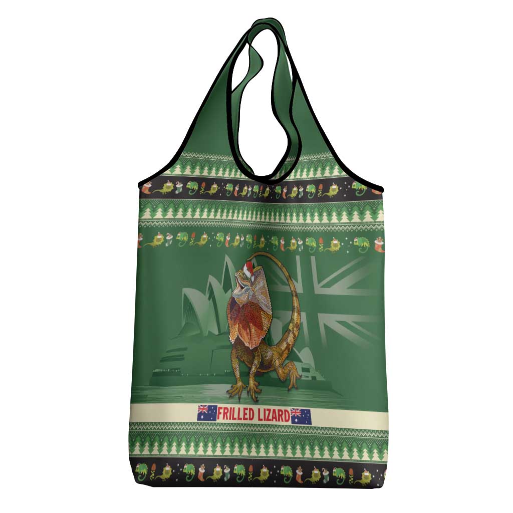 Aussie Frilled Lizard Grocery Bag Merry Christmas