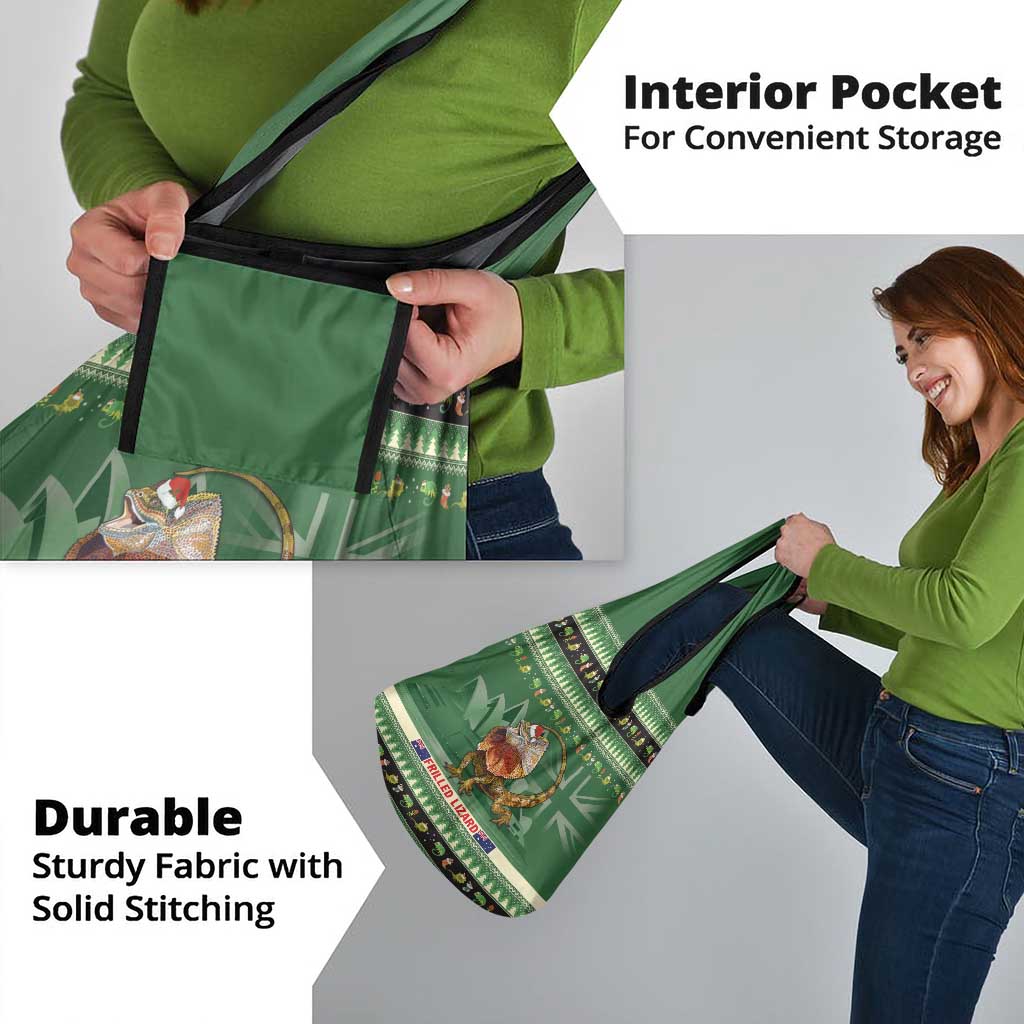 Aussie Frilled Lizard Grocery Bag Merry Christmas