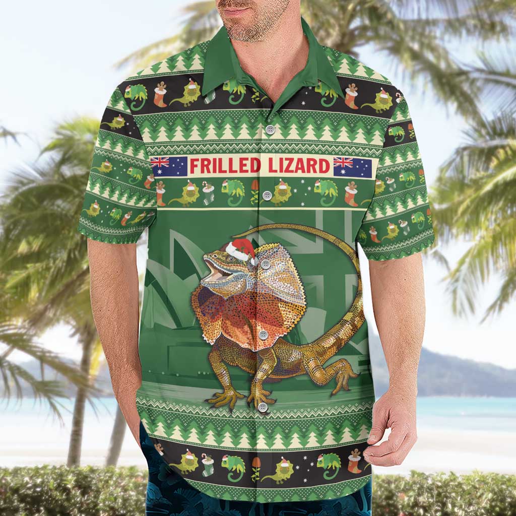 Aussie Frilled Lizard Hawaiian Shirt Merry Christmas
