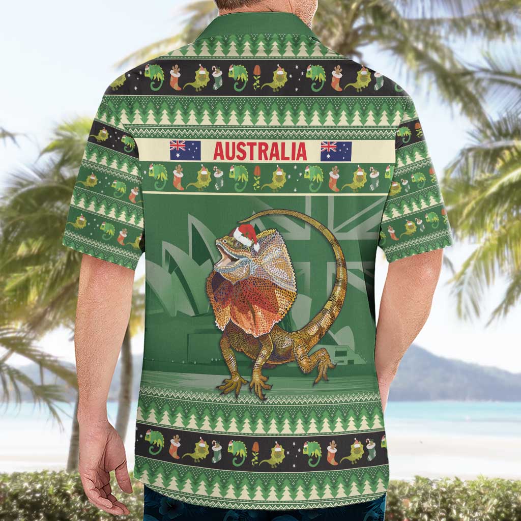 Aussie Frilled Lizard Hawaiian Shirt Merry Christmas