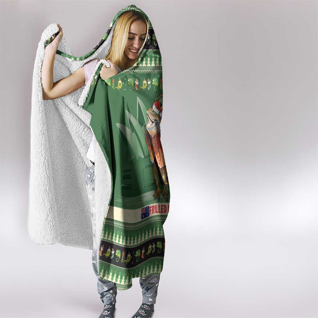 Aussie Frilled Lizard Hooded Blanket Merry Christmas