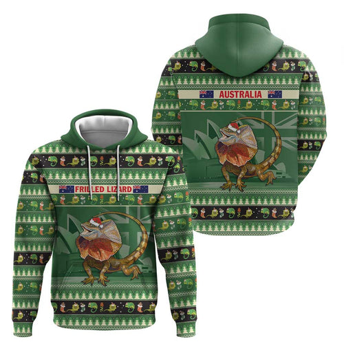 Aussie Frilled Lizard Hoodie Merry Christmas