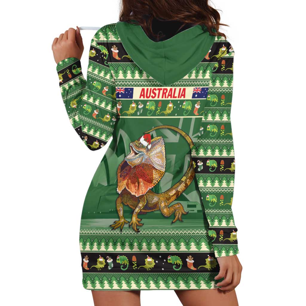 Aussie Frilled Lizard Hoodie Dress Merry Christmas