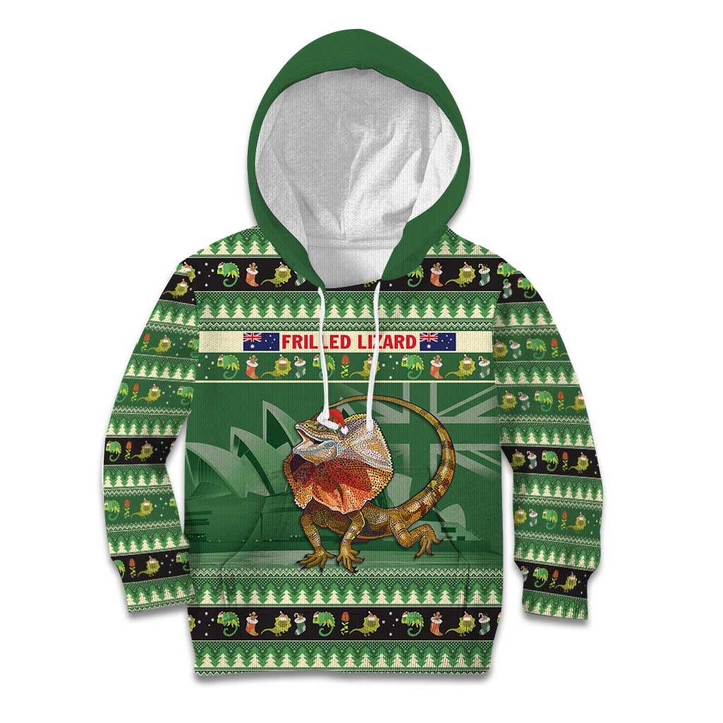 Aussie Frilled Lizard Kid Hoodie Merry Christmas