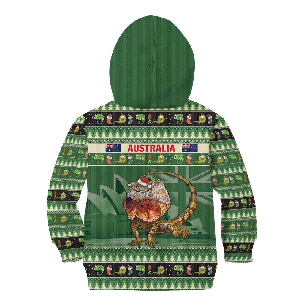 Aussie Frilled Lizard Kid Hoodie Merry Christmas