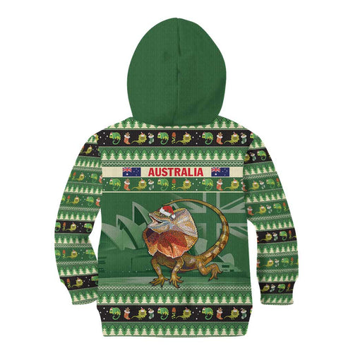 Aussie Frilled Lizard Kid Hoodie Merry Christmas