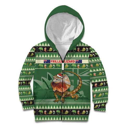 Aussie Frilled Lizard Kid Hoodie Merry Christmas