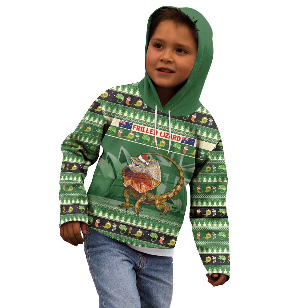 Aussie Frilled Lizard Kid Hoodie Merry Christmas