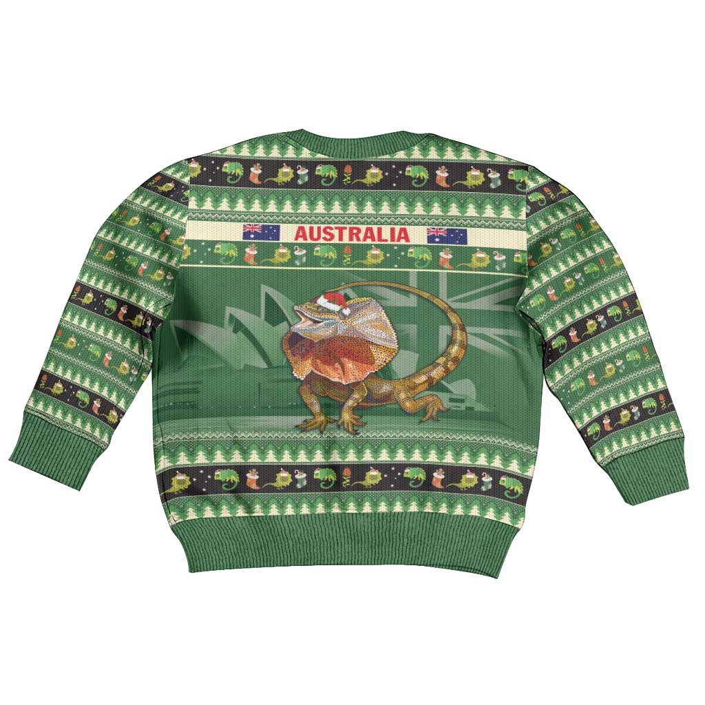 Aussie Frilled Lizard Kid Ugly Christmas Sweater Merry Christmas