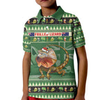 Aussie Frilled Lizard Kid Polo Shirt Merry Christmas