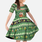 Aussie Frilled Lizard Kid Short Sleeve Dress Merry Christmas