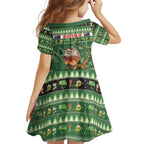 Aussie Frilled Lizard Kid Short Sleeve Dress Merry Christmas