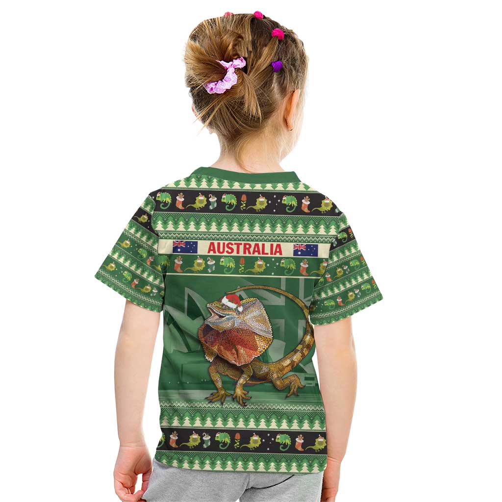 Aussie Frilled Lizard Kid T Shirt Merry Christmas