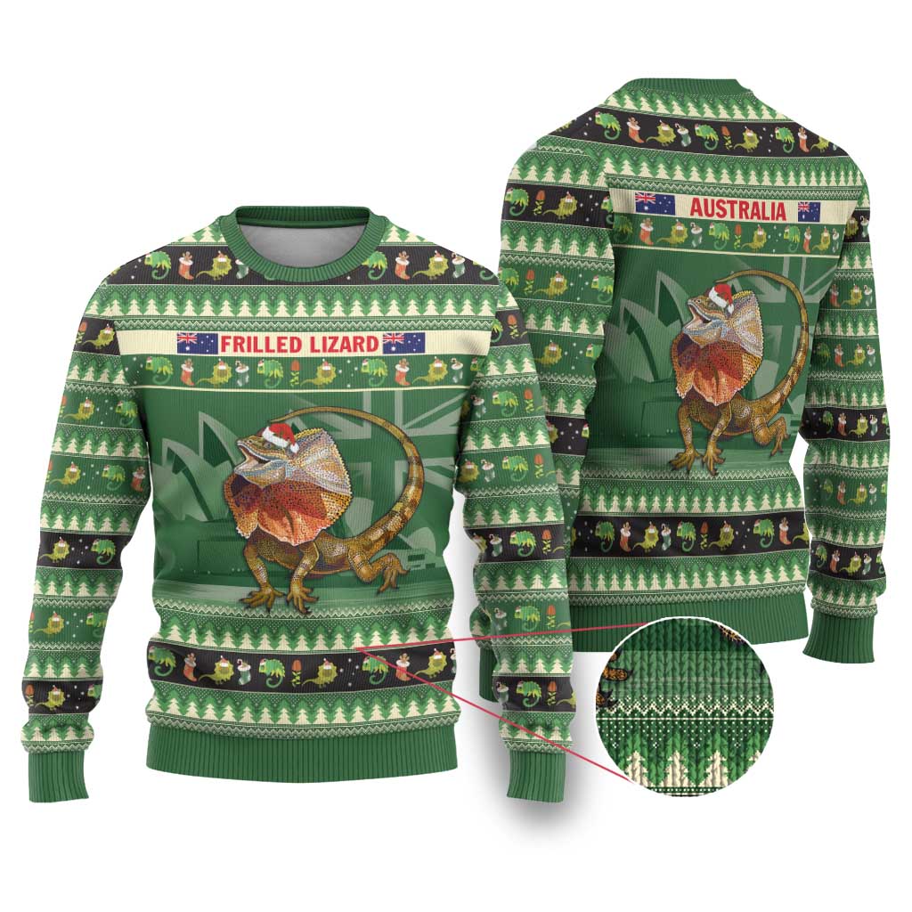 Aussie Frilled Lizard Ugly Christmas Sweater Merry Christmas