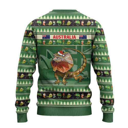 Aussie Frilled Lizard Ugly Christmas Sweater Merry Christmas