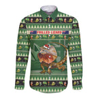 Aussie Frilled Lizard Long Sleeve Button Shirt Merry Christmas