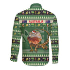 Aussie Frilled Lizard Long Sleeve Button Shirt Merry Christmas