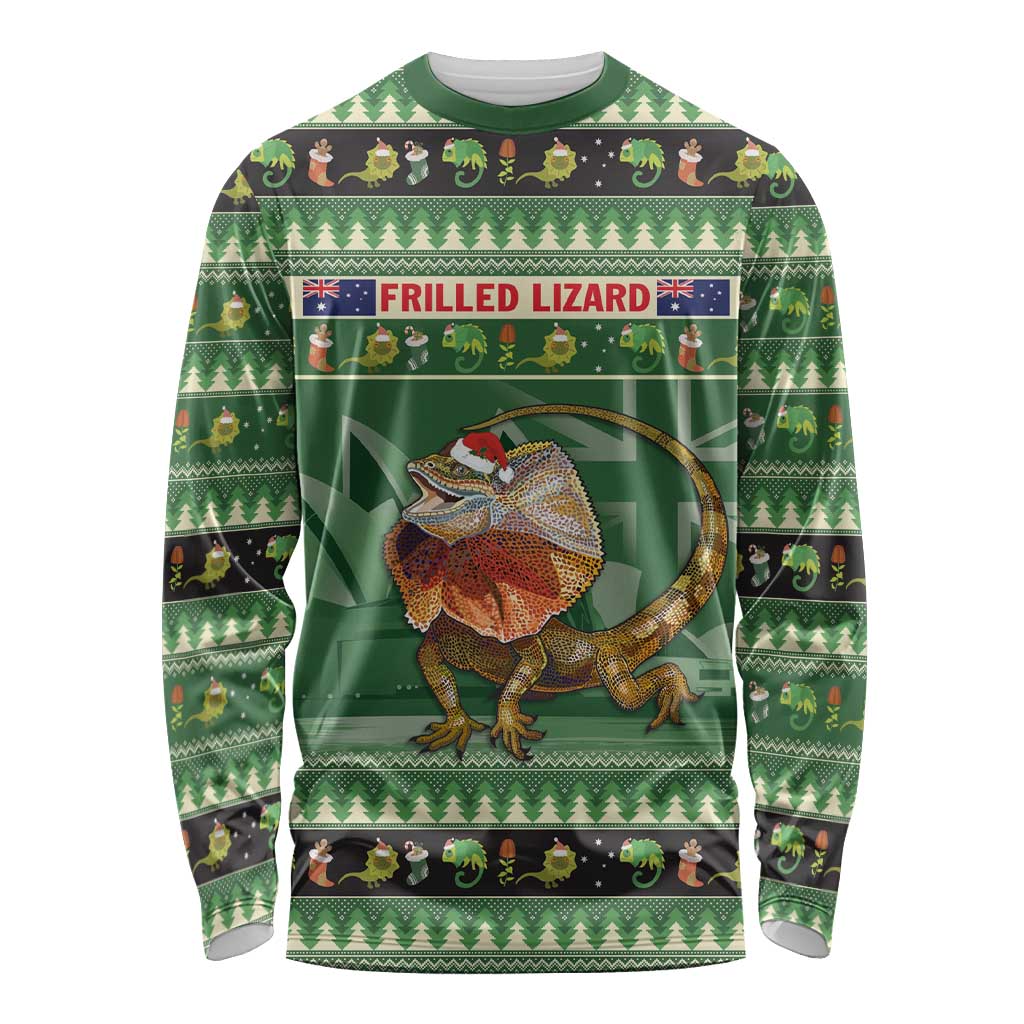 Aussie Frilled Lizard Long Sleeve Shirt Merry Christmas