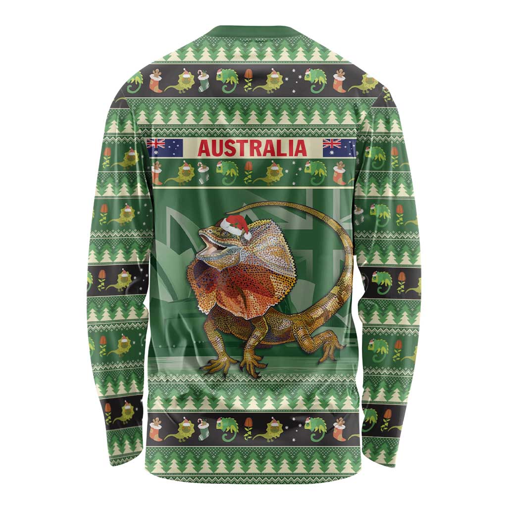 Aussie Frilled Lizard Long Sleeve Shirt Merry Christmas