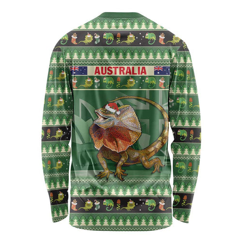Aussie Frilled Lizard Long Sleeve Shirt Merry Christmas