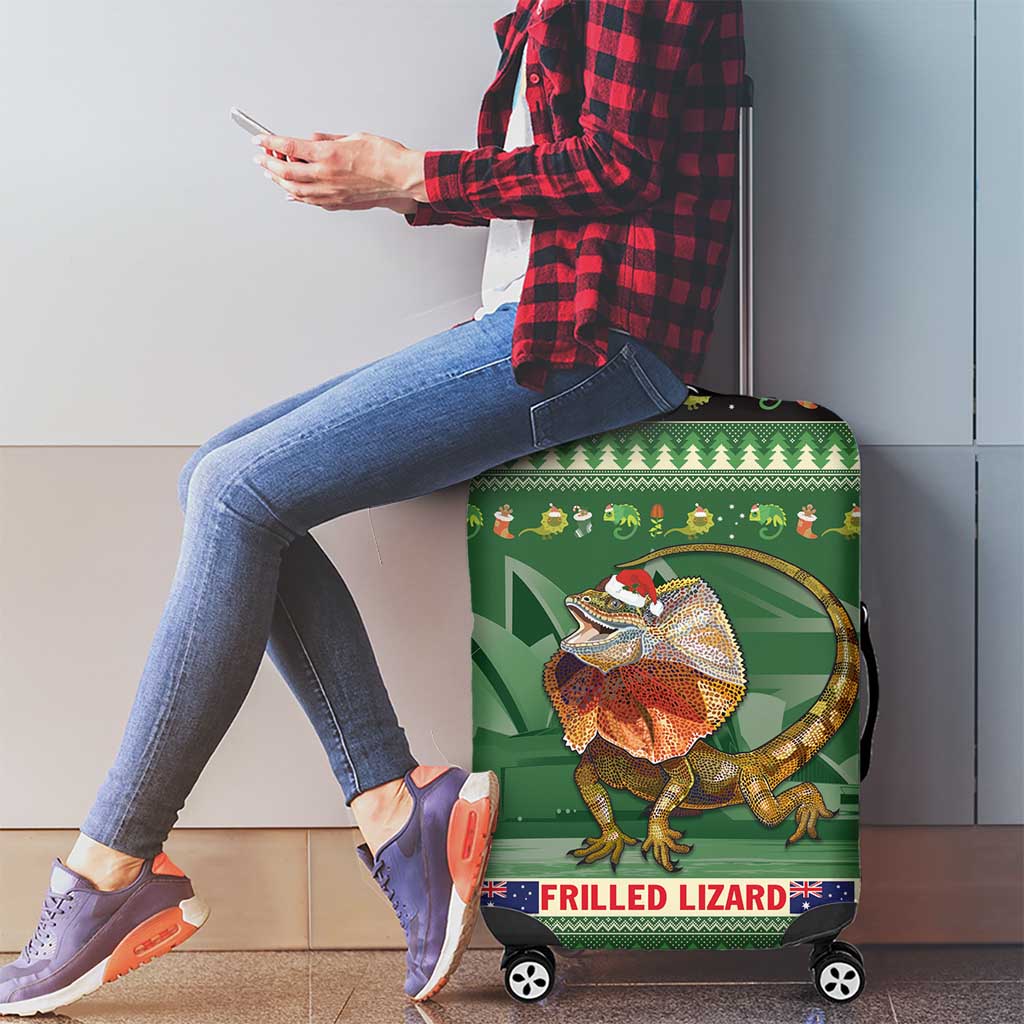 Aussie Frilled Lizard Luggage Cover Merry Christmas